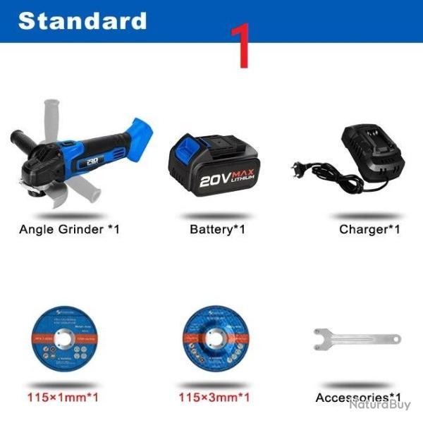 Meuleuse d Angle Pro Sans Fil 20V, Modele: 16V WS-3016-B2P