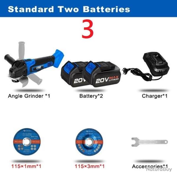 Meuleuse d Angle Pro Sans Fil 20V, Modele: 3