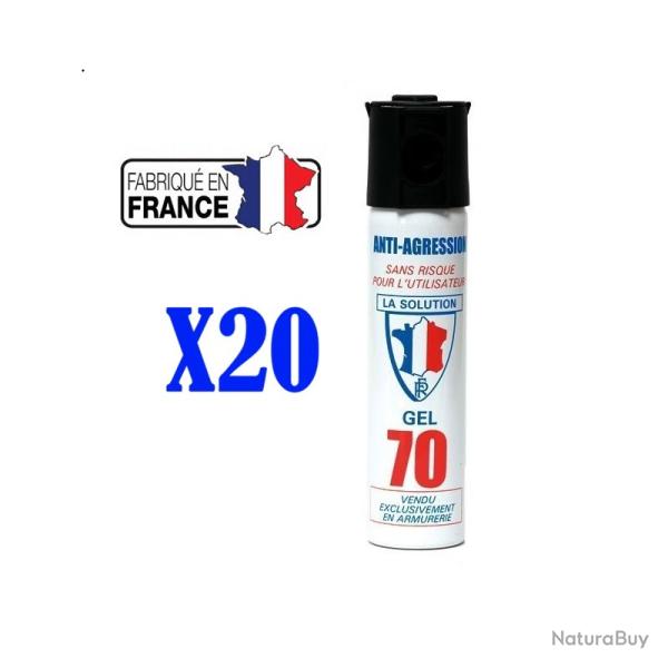 Lot 20 unit�s Bombe lacrymogene anti agression CS GEL PUNCH P100 75ml