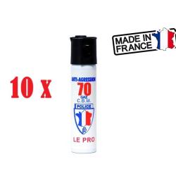 Lot 10 Bombe lacrymogene CS GAZ 75 ml promotion