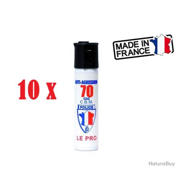 Lot 10 Bombe lacrymogene CS GAZ 75 ml promotion