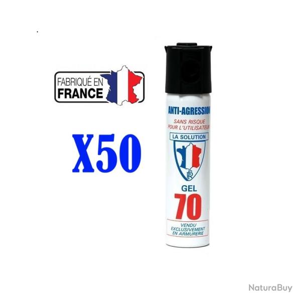 Lot 50 unit�s Bombe lacrymogene anti agression CS GEL PUNCH P100 75ml