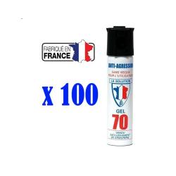 Lot 100 unit&eacute;s Bombe lacrymogene anti agression CS GEL PUNCH P100 75ml