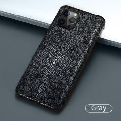 Coque Luxe iPhone Cuir Raie Stingray Galuchat-Gris-iPhone 12 Mini 20260729082509