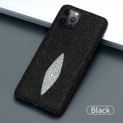 Coque Luxe iPhone Cuir Raie Stingray Galuchat-Noir-iPhone 12 Pro 20260729082509