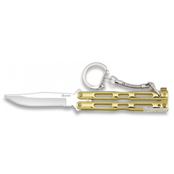 Couteaux porte-cl�s papillon dor� zamak  lame 6 cm 02179-D07