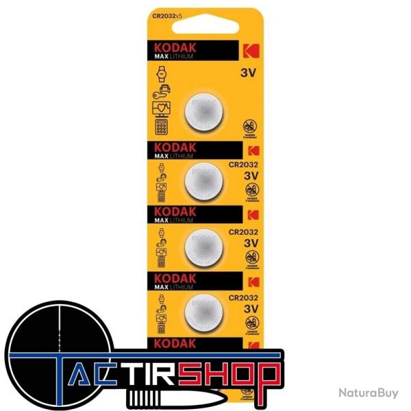 Pile CR2032 Kodak Max lithium par lot de 5