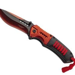 COUTEAU HERBERTZ ABS NOIR/ALU ROUGE 12CM INOX + CORDON