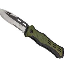 COUTEAU HERBERTZ ABS VERT/NOIR 12,5CM INOX SEMI-DENTEE