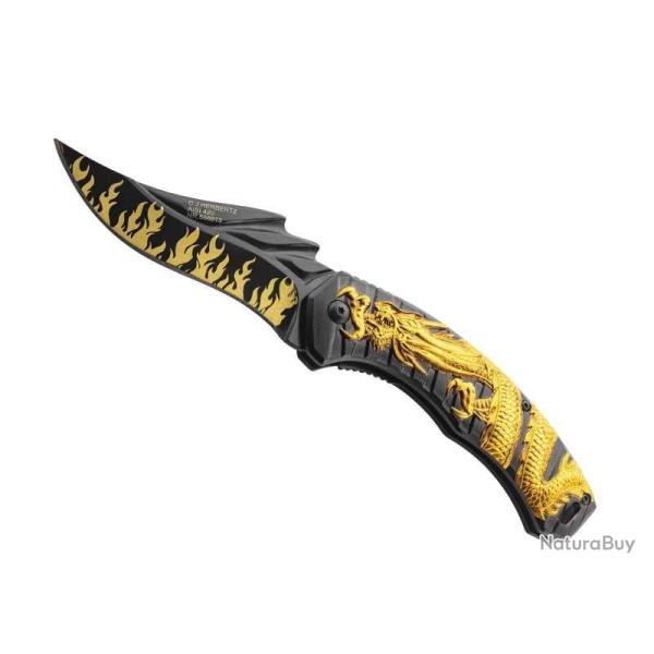 COUTEAU HERBERTZ DRAGON ALU NOIR 12,5CM INOX