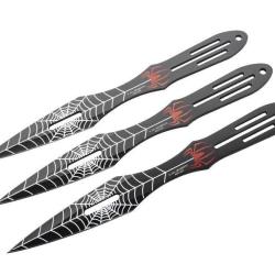 JEU 3 COUTEAUX LANCER HERBERTZ TOUT INOX NOIR + ETUI