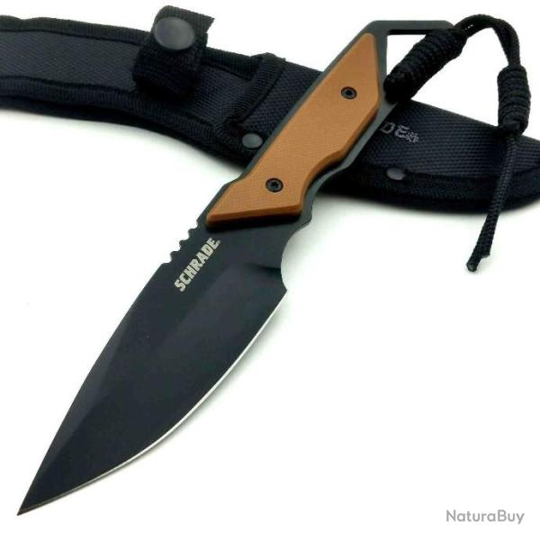 Couteau De Survie Schrade Frontier Lame Acier 3Cr13 Manche Tan Etui Nylon SCH1121086