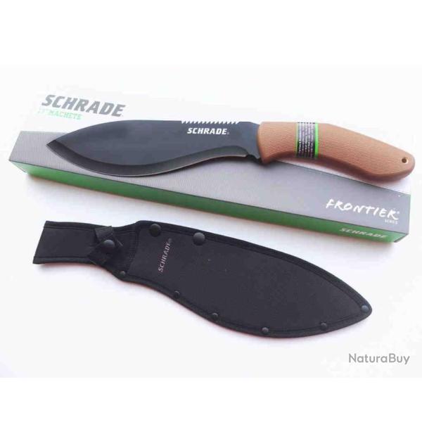 Couteau Schrade Kukri Machete Lame Acier 3Cr13 Manche Tan GFN Etui Nylon SCH1121080