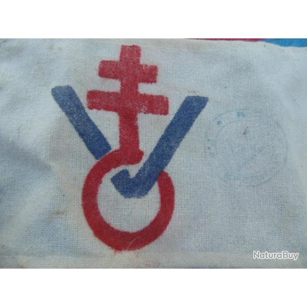 brassard FFI groupe Lorraine  GL42 +carton  maquis r�sistance parachutage lib�ration France libre