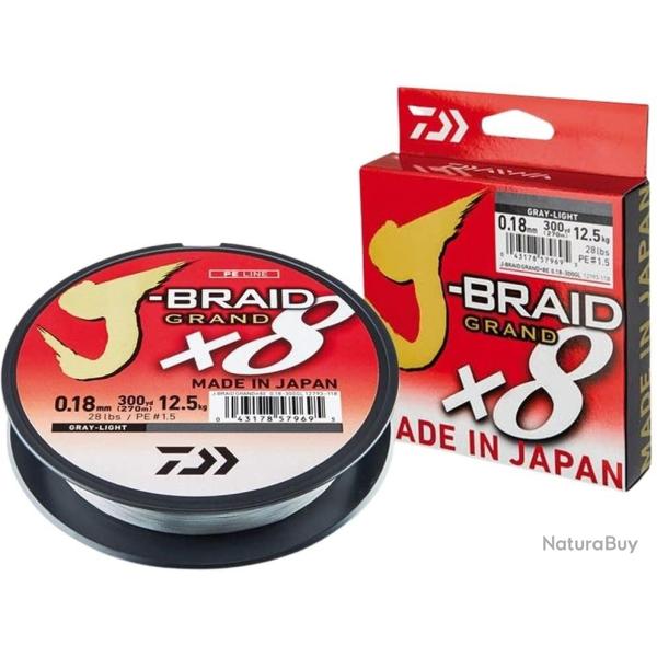 TRESSE J BRAID GRAND 270M 8 BRINS GRISE 0.35mm / 36kg
