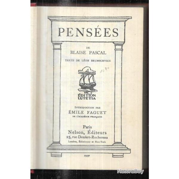 penses de blaise pascal introduction mile faguet collection nelson