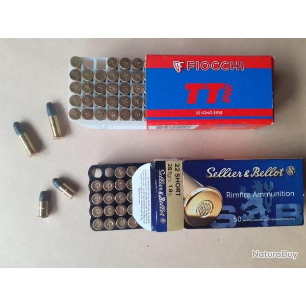 Lot 100 Balles 22 LR short et sport.