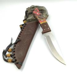 Couteau de Chasse Manche en bois de givre avec Etui en Cuir