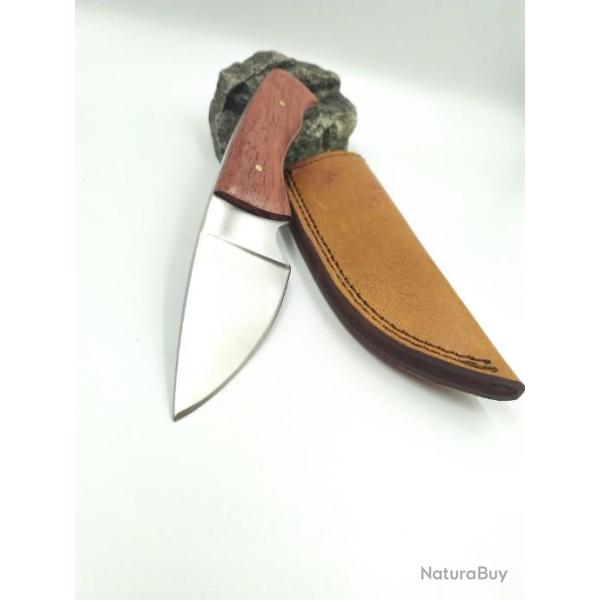 Poignard Chasseur Manche en Pakkawood avec Etui en Cuir
