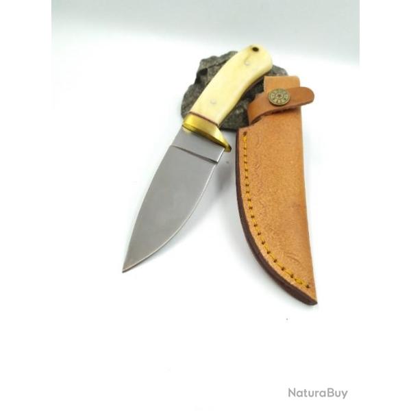 Poignard Bowie Skinner Manche en Os avec Etui en Cuir PA3409BO07A