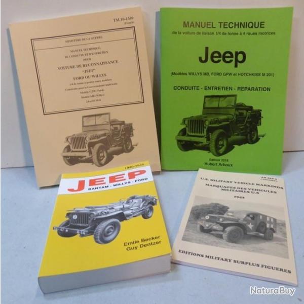 CADEAU NOEL  : Le best de la JEEP les 4 ouvrages essentiels  WILLYS MB FORD GPW HOTCHKISS 201 BECKER