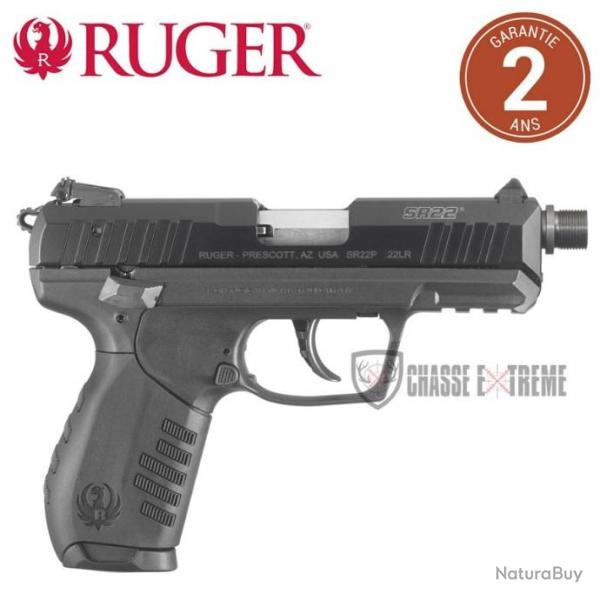 Pistolet RUGER SR22PBT 3.5" cal 22Lr Canon Filet� 1/2-28"