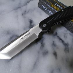 Couteau Tac Force Tactical Urbal Tanto Lame Acier 3Cr13 Manche Aluminium Linerlock Clip TF1040BK