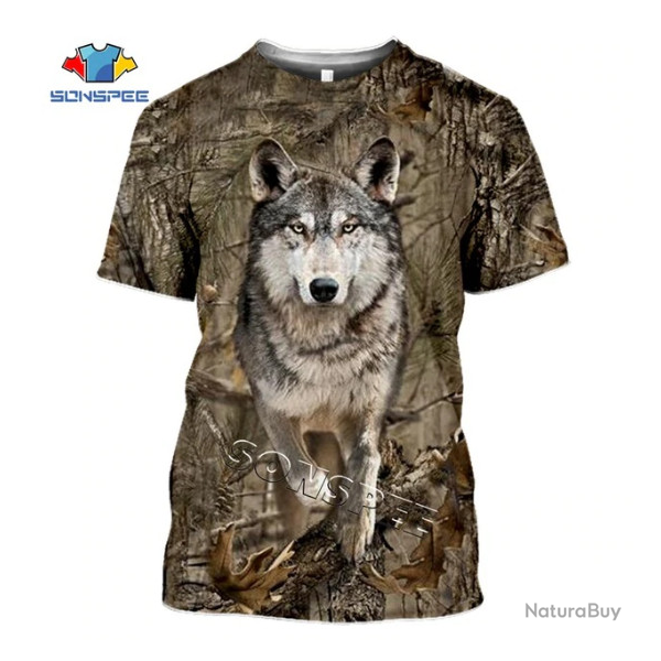 Tee-shirt loup/camo , taille de S  5XL.