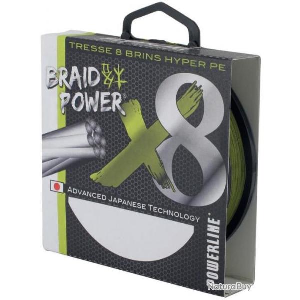 TRESSE BRAID POWER VERTE 8 BRINS 135M 0.14mm-26lbs