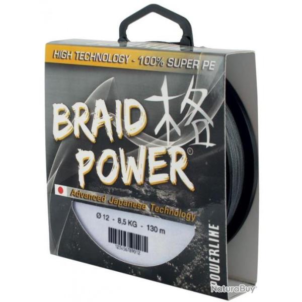 TRESSE BRAID POWER GRISE 250M 0.18mm-15kg