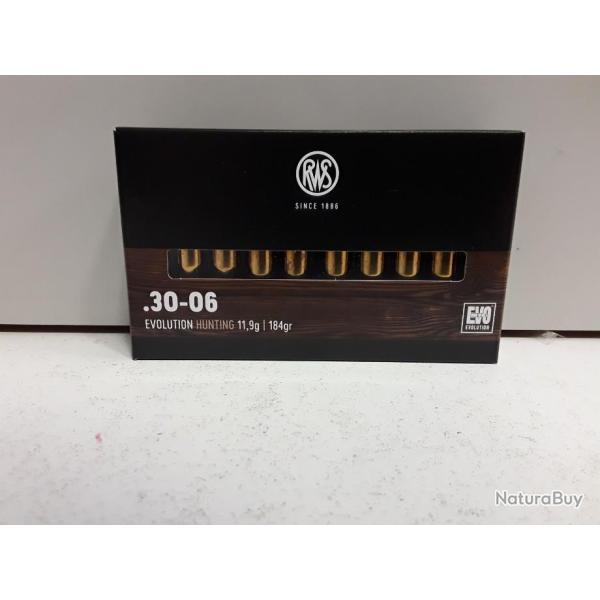 BOITE DE 20 BALLES RWS EVOLUTION HUNTING 184GRAINS CAL 30.06