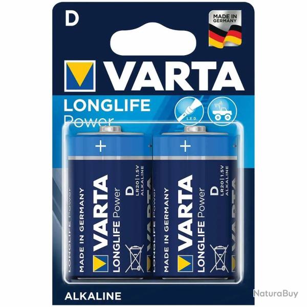Lot de 2 piles alcalines Varta Longlife Power LR20/D 1,5 V