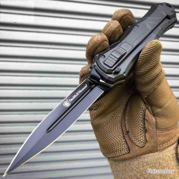 Couteau Automatique OTF Smith&Wesson Lame Acier AUS-8 Manche Aluminium SWOTF9B