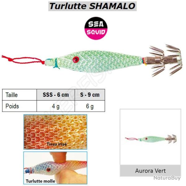 Turlutte SHAMALO SEA SQUID 6 cm Aurora Vert