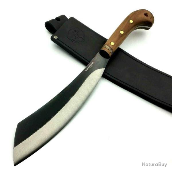 Condor Mini Duku Parang Machete Lame Acier Carbone 1075 Manche Noyer Etui CUir Salvador CTK426105HC