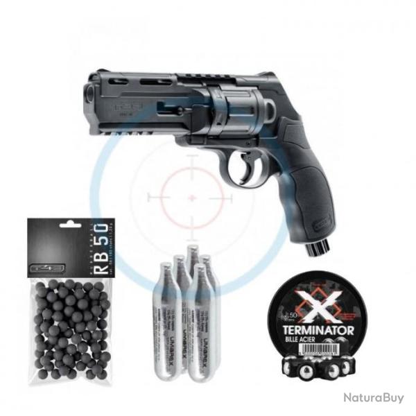 Pack Defense HDR50 T4E 13J + 50 Balles Caoutchouc + 24 Balles Metalliques xTerminator + 5 CO2 Umarex