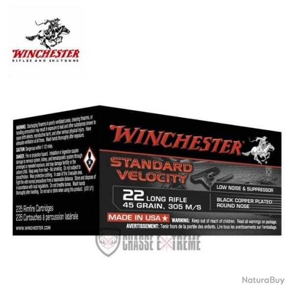 235 Munitions WINCHESTER STD Velocity cal 22lr 45gr Black CP LRN