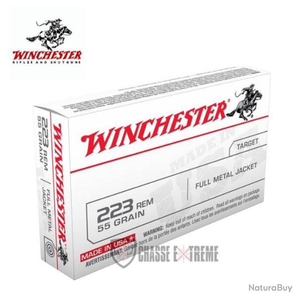 20 Munitions WINCHESTER cal 223 Rem 55gr FMJ