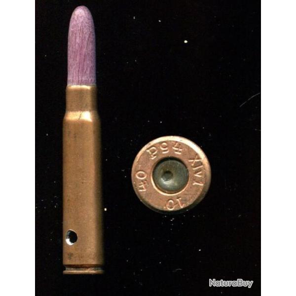 7.92 mm Mauser Allemagne 39-45 - tui acier cuivr -  blanc balle bois violet