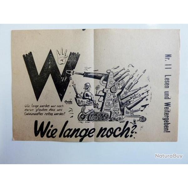TRACT PROPAGANDE PARACHUTE USA WW2 1944 - WIE LANGE NOCH ? POUR COMBIEN DE TEMPS N�11