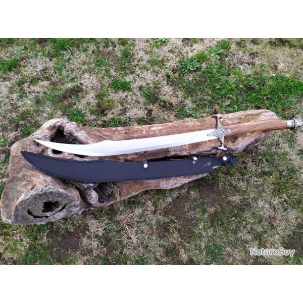 Sabre Cimeterre Manche en Bois Lame en acier inoxydable non aff�t�e Fourreau en cuir
