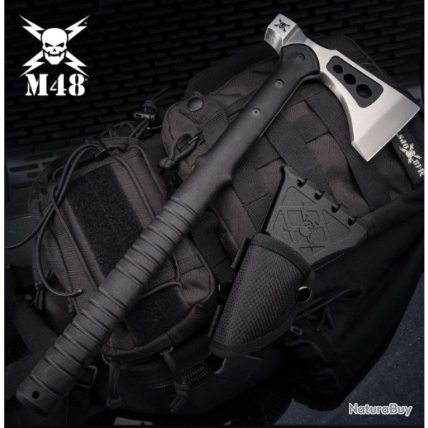 Hache United Cutlery M48 Woodsman Tactical Tomahawk Acier 23r13 Manche FRN Etui Nylon UC3395