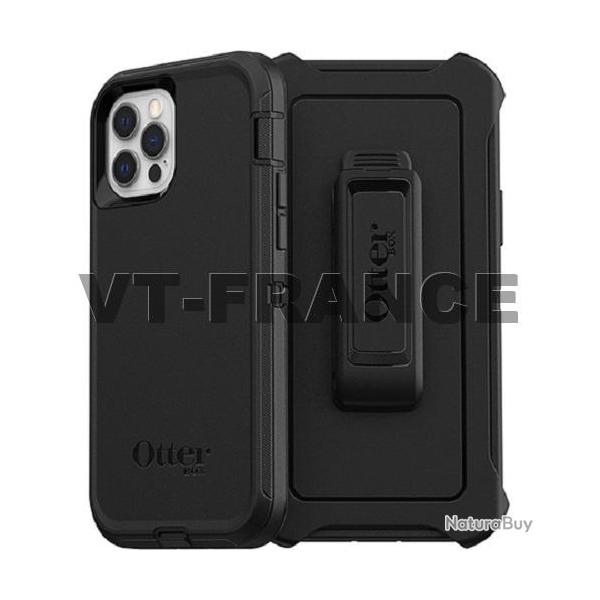 Coque Anti Choc Otterbox Defender pour iPhone, Couleur: Noir, Smartphone: iPhone 12/12 Pro