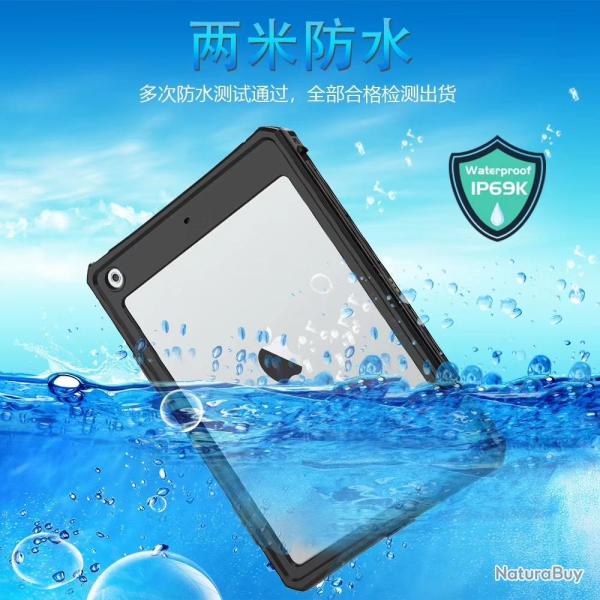 Redpepper Coque Etanche Anti Chocs pour iPad-Noir-iPad 7/8/9 10.2"
