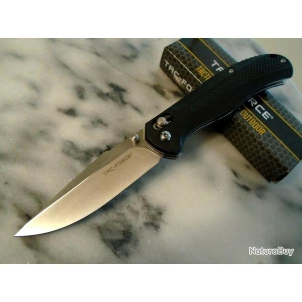Couteau Tac Force Rapid Lock Black Lame Acier 7Cr17MoV Manche Alu Clip TF1030BK