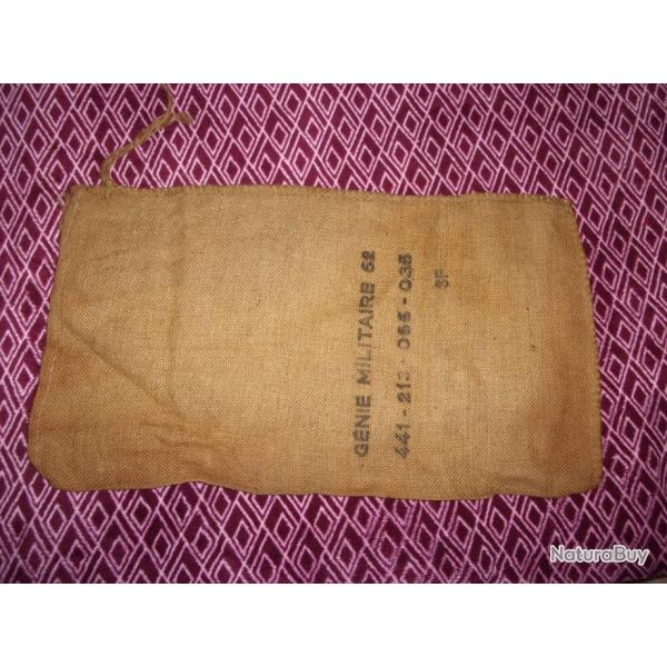 1  sac  sable en toile de jute du gnie arme Franaise de 62
