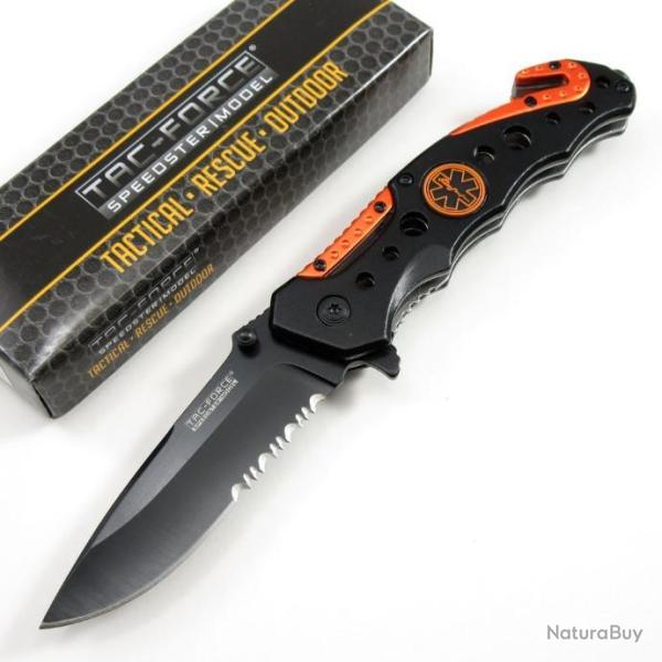 Couteau Tac Force EMT Rescue A/O Lame Acier 3Cr13 Manche brise vitres & cutter TF723EM
