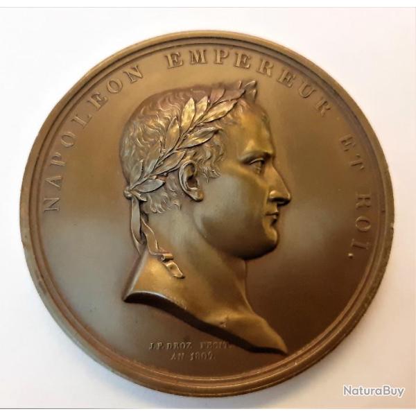 Premier Empire - M�daille de la Banque de France, Napol�on Empereur et Roi. 1809.