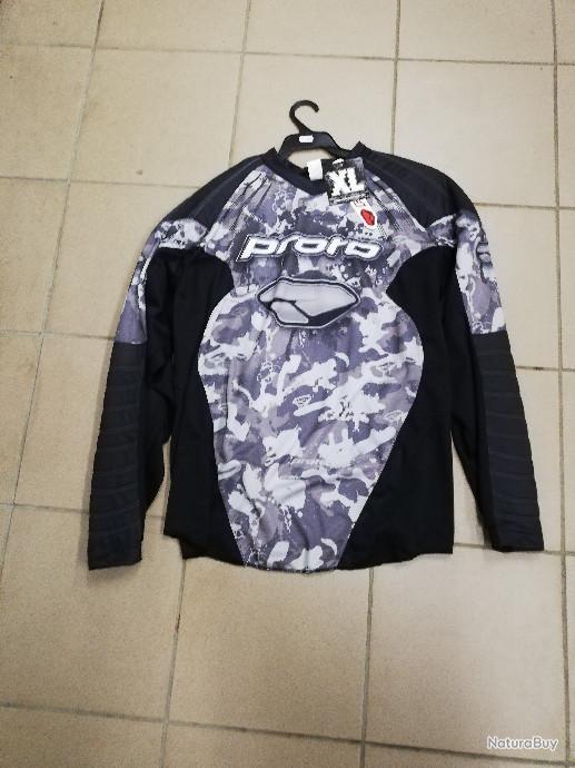 Maillot vintage teinture paintball XL C6 noir gris rembourré manches