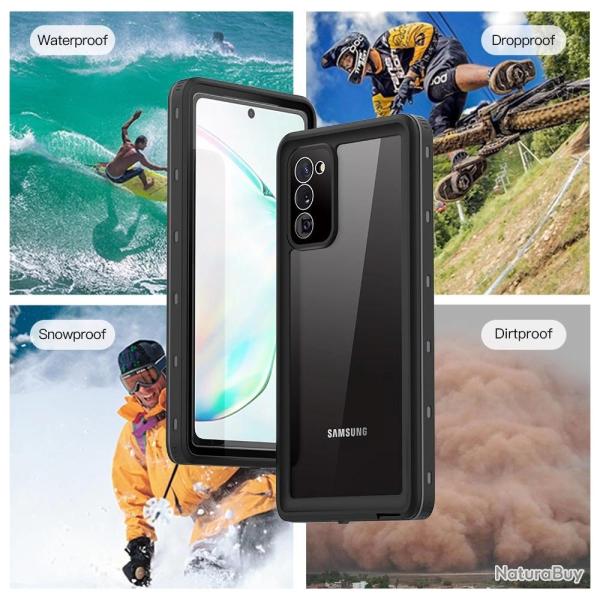 Coque Etanche Anti Choc Redpepper pour Samsung Galaxy, Couleur: Noir, Smartphone: Galaxy Note 20